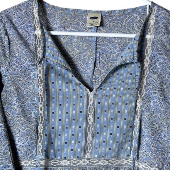 Old Navy Womens Bohemian Babydoll Too Blouse Medium Cottagecore Prairie Lace - Picture 2 of 6